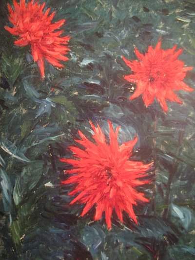 Red Cactus Dahlias by Gustave Caillebotte